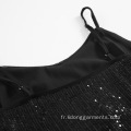 Tops de sangle de spaghetti de la mode inspirée de paillettes sexy